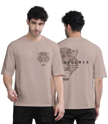 Trendy black oversized T-shirt with stylish front & back prints. Features a round neck and relaxed fit—perfect for casual streetwear fashion